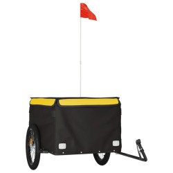 vidaXL Lastenanhänger für Fahrrad Schwarz und Gelb 45 kg Eisen