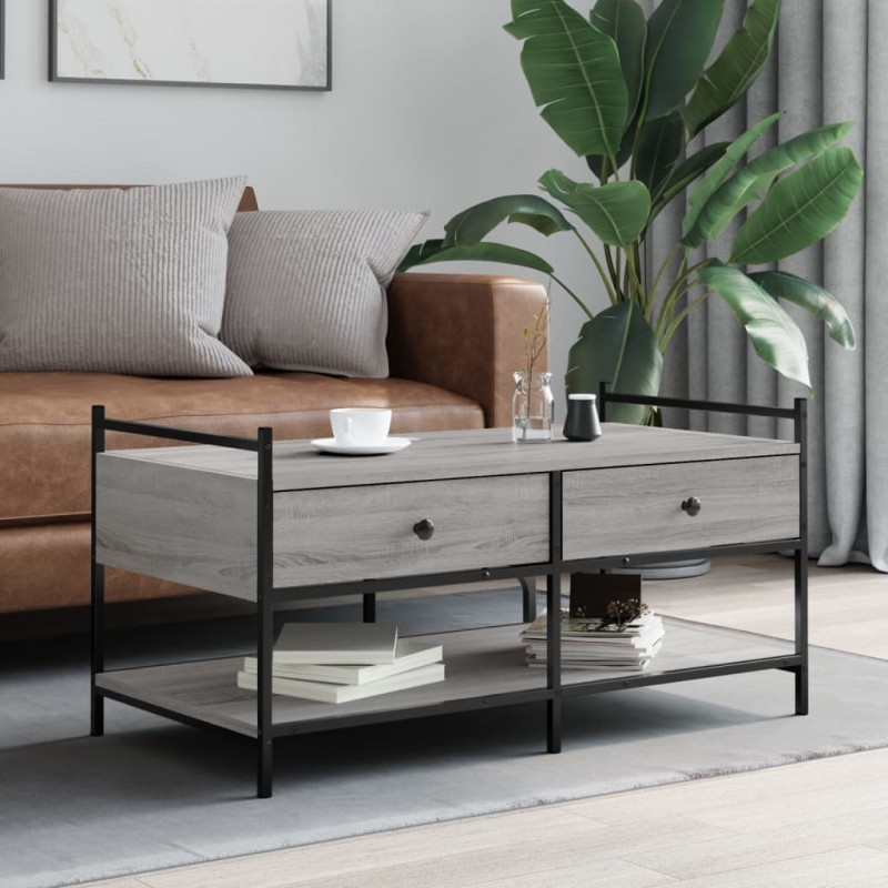 vidaXL Couchtisch Grau Sonoma 99x50x50 cm Holzwerkstoff vidaXL Couchtisch Grau Sonoma 99x50x50 cm Holzwerkstoff