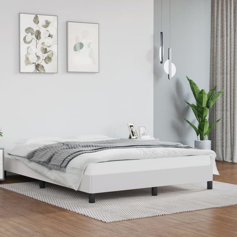 vidaXL Bettgestell Weiß 140x190 cm Kunstleder vidaXL Bettgestell Weiß 140x190 cm Kunstleder