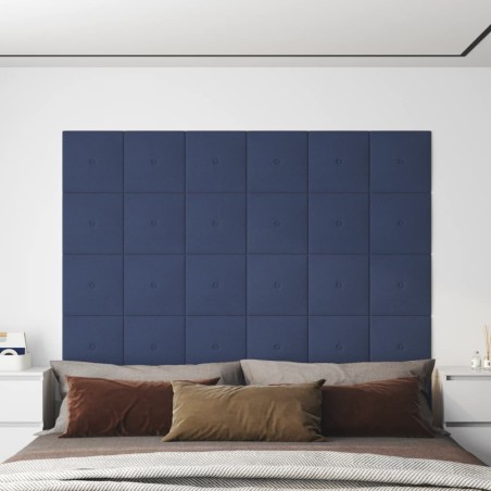 vidaXL Wandpaneele 12 Stk. Blau 30x30 cm Stoff 1,08 m²