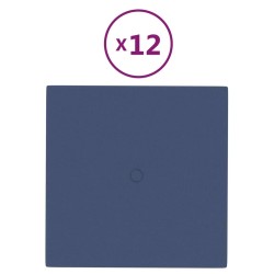 vidaXL Wandpaneele 12 Stk. Blau 30x30 cm Stoff 1,08 m²