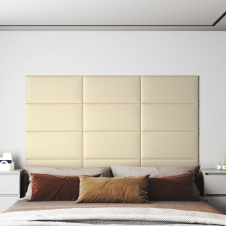 vidaXL Wandpaneele 12 Stk. Creme 60x30 cm Kunstleder 2,16 m