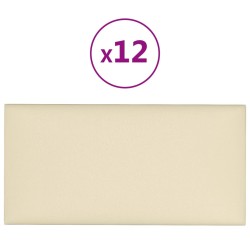 vidaXL Wandpaneele 12 Stk. Creme 60x30 cm Kunstleder 2,16 m