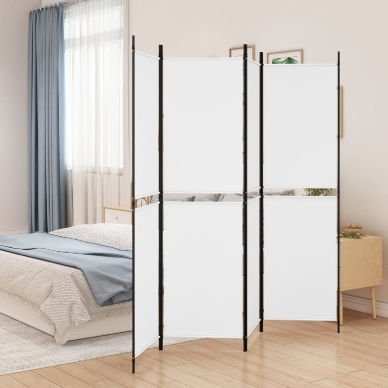 vidaXL 4-tlg. Paravent Weiß 200x180 cm Stoff vidaXL 4-tlg. Paravent Weiß 200x180 cm Stoff
