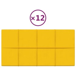 vidaXL Wandpaneele 12 Stk. Gelb 60x30 cm Samt 2,16 m²