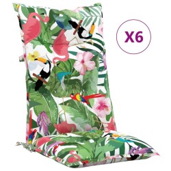 vidaXL Gartenstuhlauflagen für Hochlehner 6 Stk. Mehrfarbig 120x50x7cm