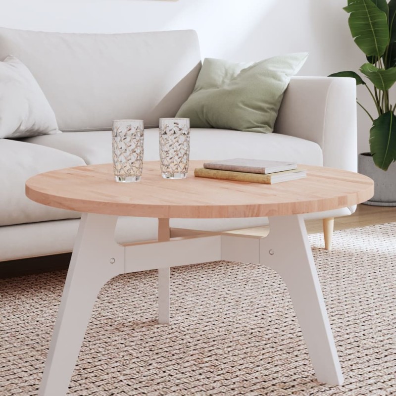 vidaXL Tischplatte Ø80x2,5 cm Rund Massivholz Buche vidaXL Tischplatte Ø80x2,5 cm Rund Massivholz Buche