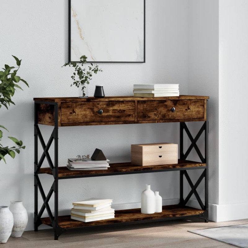 vidaXL Konsolentisch Räuchereiche 100x28x75 cm Holzwerkstoff vidaXL Konsolentisch Räuchereiche 100x28x75 cm Holzwerkstoff