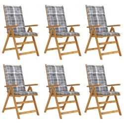 vidaXL Klappbare Gartenstühle 6 Stk. mit Auflagen Massivholz Akazie