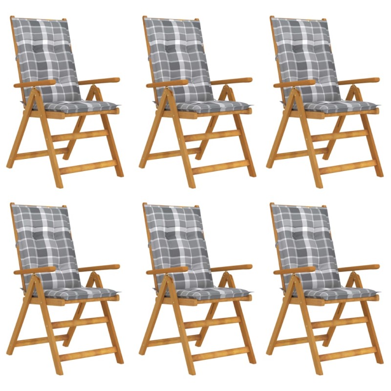 vidaXL Klappbare Gartenstühle 6 Stk. mit Auflagen Massivholz Akazie vidaXL Klappbare Gartenstühle 6 Stk. mit Auflagen Massivholz Akazie