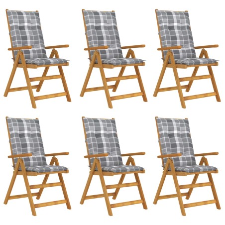 vidaXL Klappbare Gartenstühle 6 Stk. mit Auflagen Massivholz Akazie