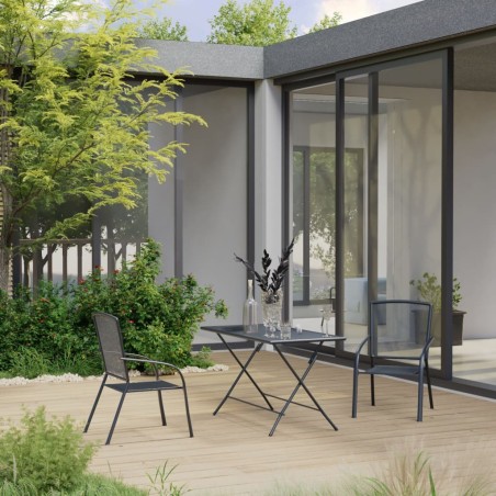 vidaXL 3-tlg. Garten-Essgruppe Stahl Anthrazit
