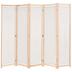 vidaXL 5-teiliger Raumteiler Creme 200 x 170 x 4 cm Stoff 