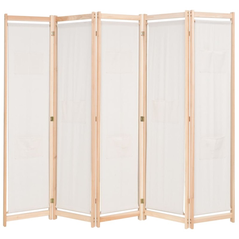 vidaXL 5-teiliger Raumteiler Creme 200 x 170 x 4 cm Stoff vidaXL 5-teiliger Raumteiler Creme 200 x 170 x 4 cm Stoff