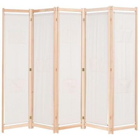 vidaXL 5-teiliger Raumteiler Creme 200 x 170 x 4 cm Stoff 