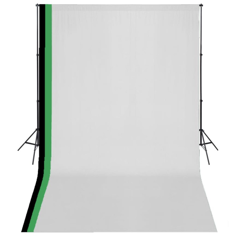 vidaXL Fotostudio Set 3 Baumwolle-Hintergründe Rahmen verstellbar 3x5m vidaXL Fotostudio Set 3 Baumwolle-Hintergründe Rahmen verstellbar 3x5m