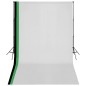 vidaXL Fotostudio Set 3 Baumwolle-Hintergründe Rahmen verstellbar 3x5m vidaXL Fotostudio Set 3 Baumwolle-Hintergründe Rahmen verstellbar 3x5m