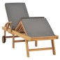 vidaXL Sonnenliege mit Auflage Massivholz Teak Dunkelgrau vidaXL Sonnenliege mit Auflage Massivholz Teak Dunkelgrau