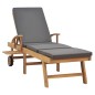 vidaXL Sonnenliege mit Auflage Massivholz Teak Dunkelgrau vidaXL Sonnenliege mit Auflage Massivholz Teak Dunkelgrau