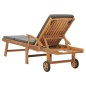 vidaXL Sonnenliege mit Auflage Massivholz Teak Dunkelgrau vidaXL Sonnenliege mit Auflage Massivholz Teak Dunkelgrau