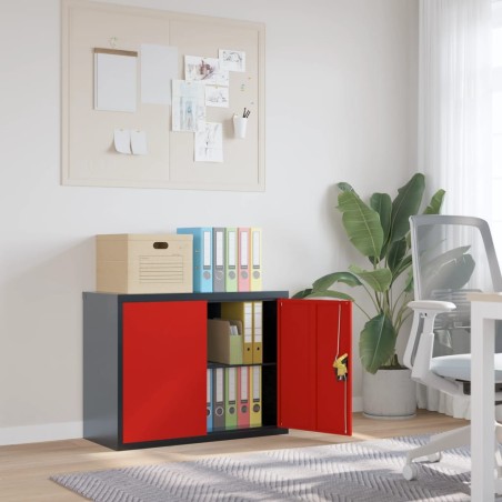 vidaXL Aktenschrank Anthrazit und Rot 90x40x70 cm Stahl