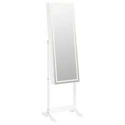 vidaXL Schmuckschrank mit Spiegel & LED-Beleuchtung Freistehend Weiß