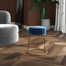 vidaXL Runder Hocker Blau Samt