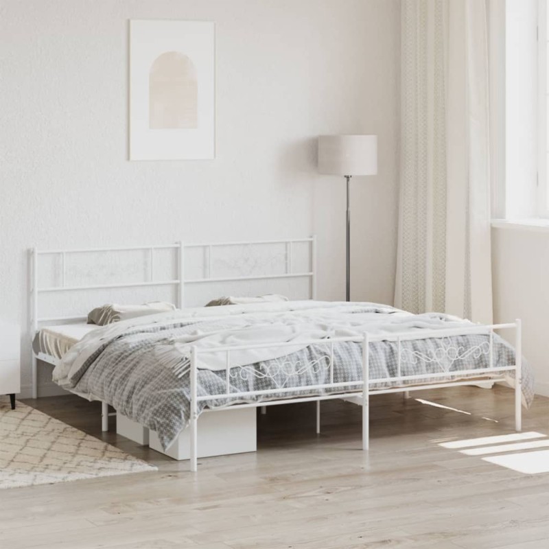 vidaXL Bettgestell mit Kopf- und Fußteil Metall Weiß 180x200 cm vidaXL Bettgestell mit Kopf- und Fußteil Metall Weiß 180x200 cm
