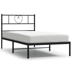 vidaXL Bettgestell mit Kopfteil Metall Schwarz 90x200 cm