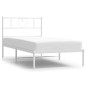 vidaXL Bettgestell mit Kopfteil Metall Weiß 100x200 cm vidaXL Bettgestell mit Kopfteil Metall Weiß 100x200 cm