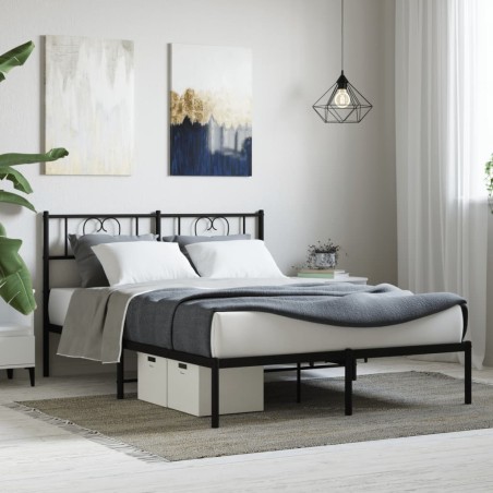 vidaXL Bettgestell mit Kopfteil Metall Schwarz 140x190 cm