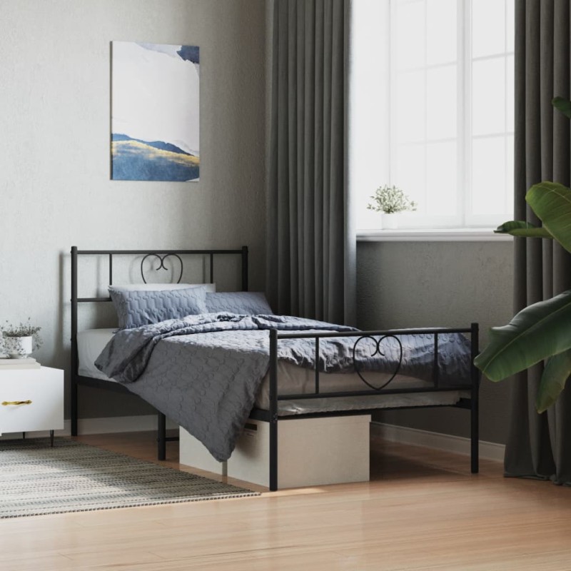 vidaXL Bettgestell mit Kopf- und Fußteil Metall Schwarz 107x203 cm vidaXL Bettgestell mit Kopf- und Fußteil Metall Schwarz 107x203 cm