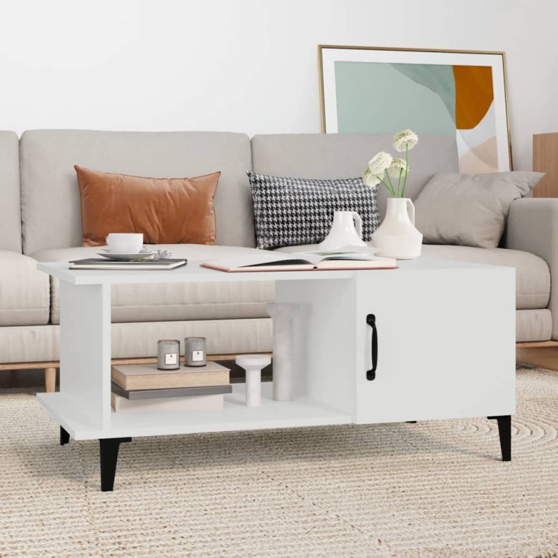 vidaXL Couchtisch Weiß 90x50x40 cm Holzwerkstoff vidaXL Couchtisch Weiß 90x50x40 cm Holzwerkstoff