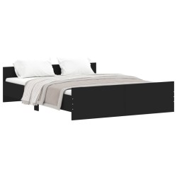vidaXL Bettgestell mit Kopf- und Fußteil Schwarz 160x200 cm