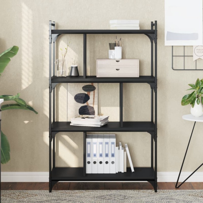 vidaXL Bücherregal 4 Böden Schwarz 76x32x123 cm Holzwerkstoff vidaXL Bücherregal 4 Böden Schwarz 76x32x123 cm Holzwerkstoff