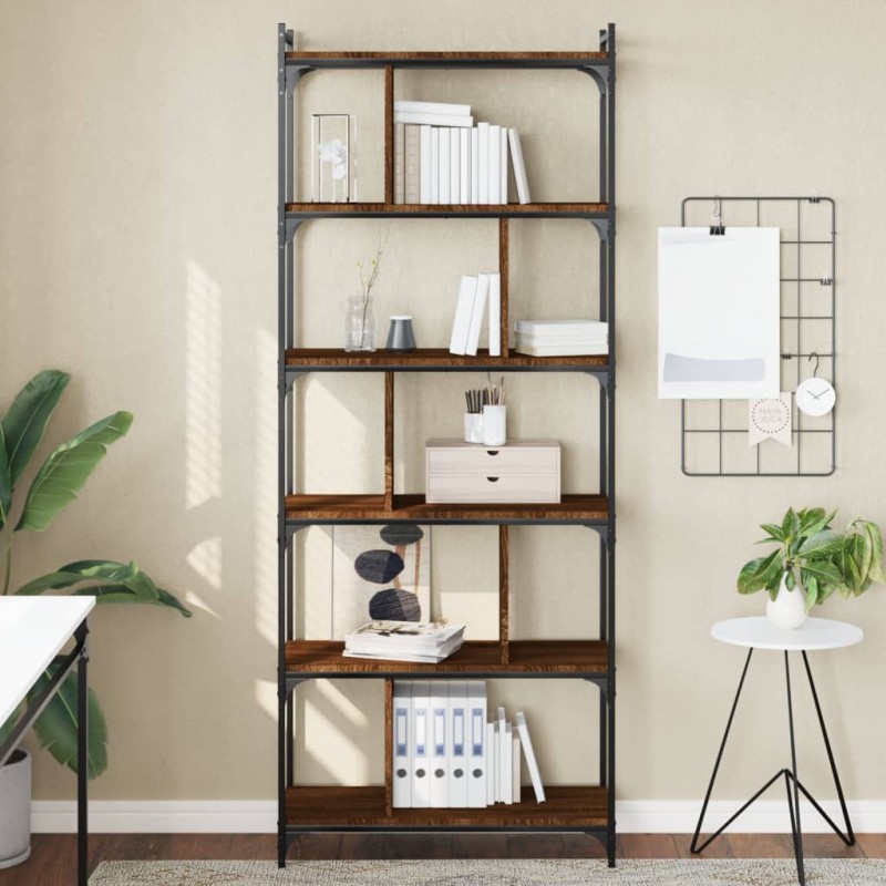vidaXL Bücherregal 6 Böden Braun Eiche-Optik 76x32x192cm Holzwerkstoff vidaXL Bücherregal 6 Böden Braun Eiche-Optik 76x32x192cm Holzwerkstoff