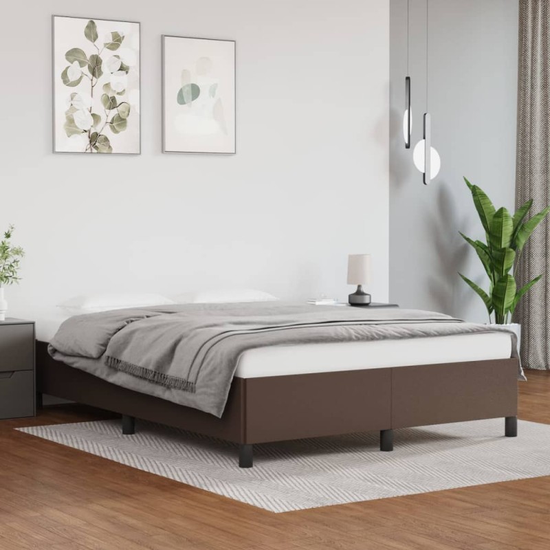 Bettgestell Braun 140x200 cm Kunstleder Bettgestell Braun 140x200 cm Kunstleder
