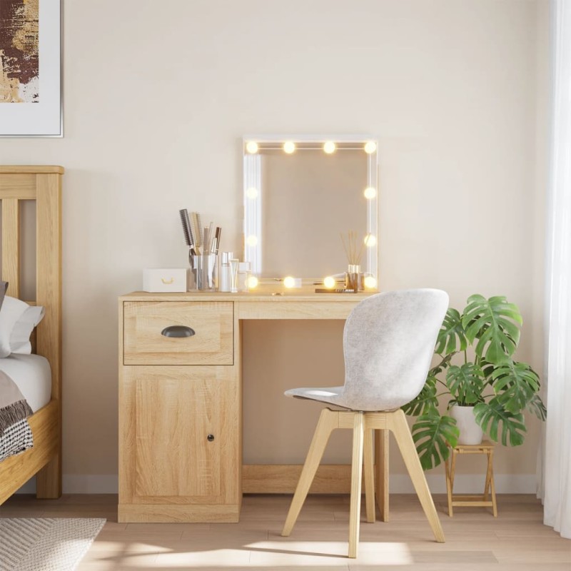 vidaXL Schminktisch mit LED-Leuchten Sonoma-Eiche 90x42x132,5 cm vidaXL Schminktisch mit LED-Leuchten Sonoma-Eiche 90x42x132,5 cm