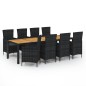 vidaXL 9-tlg. Garten-Essgruppe mit Kissen Poly Rattan Schwarz vidaXL 9-tlg. Garten-Essgruppe mit Kissen Poly Rattan Schwarz