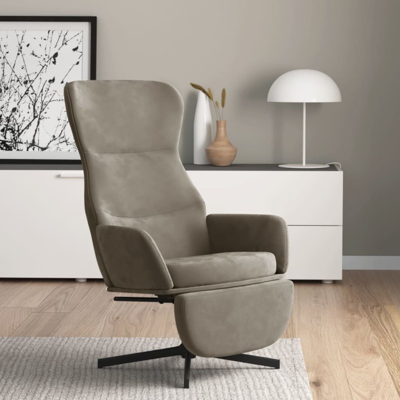 vidaXL Relaxsessel mit Fußstütze Hellgrau Samt vidaXL Relaxsessel mit Fußstütze Hellgrau Samt