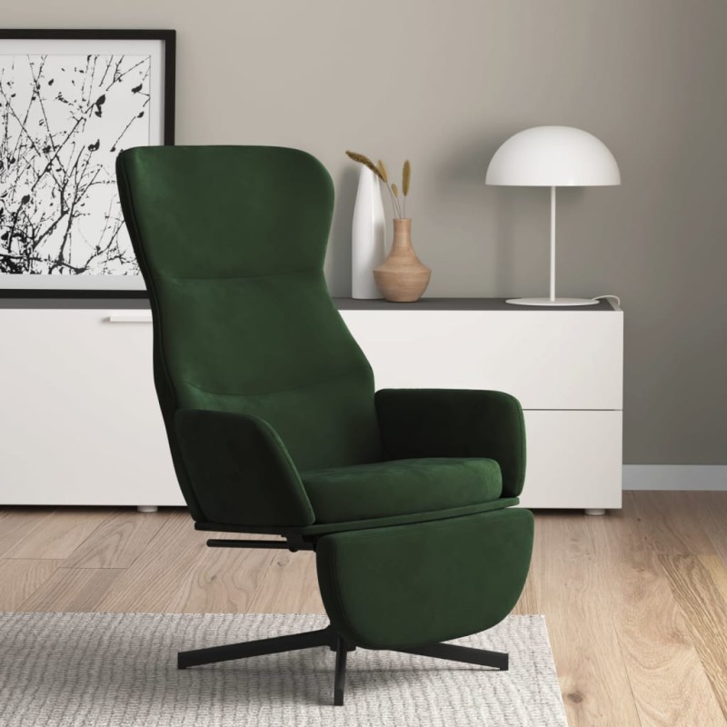vidaXL Relaxsessel mit Fußstütze Dunkelgrün Samt vidaXL Relaxsessel mit Fußstütze Dunkelgrün Samt