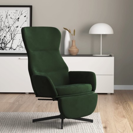 vidaXL Relaxsessel mit Fußstütze Dunkelgrün Samt