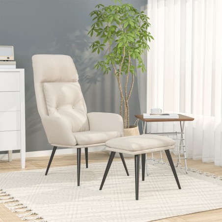 vidaXL Relaxsessel mit Hocker Creme Mikrofasergewebe