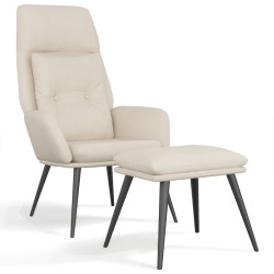 vidaXL Relaxsessel mit Hocker Creme Mikrofasergewebe