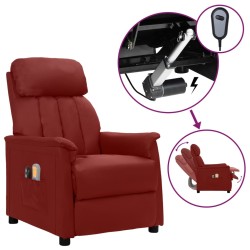 vidaXL Massagesessel Elektrisch Weinrot Kunstleder
