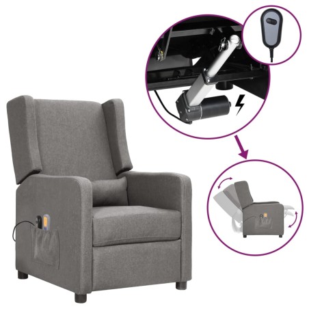 vidaXL Massagesessel Elektrisch Hellgrau Stoff