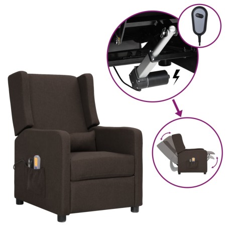 vidaXL Massagesessel Elektrisch Dunkelbraun Stoff