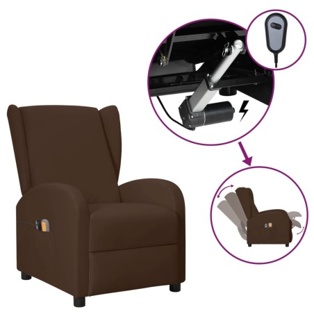 vidaXL Ohrensessel mit Massagefunktion Elektrisch Braun Kunstleder