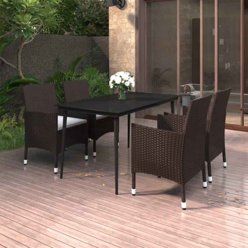 vidaXL 5-tlg. Garten-Essgruppe mit Auflagen Poly Rattan und Glas vidaXL 5-tlg. Garten-Essgruppe mit Auflagen Poly Rattan und Glas