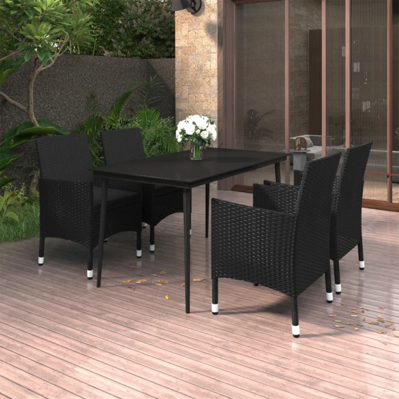 vidaXL 5-tlg. Garten-Essgruppe mit Auflagen Poly Rattan und Glas vidaXL 5-tlg. Garten-Essgruppe mit Auflagen Poly Rattan und Glas